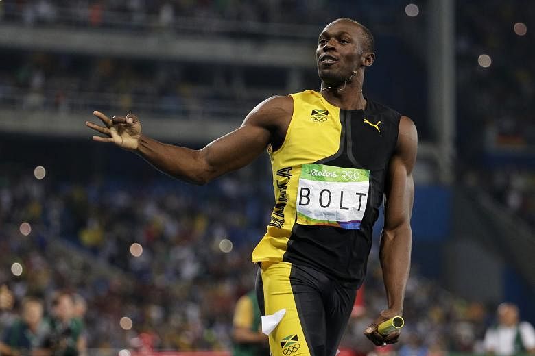 Three's company for Usain Bolt three times over after anchoring his 4x100m team to victory. These are his final Olympics as he bows out after next year's World Championships in London.