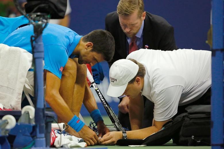 Novak Djokovic stopping play to have his toes taken care of by a trainer midway through the final, much to some commentators' dismay.