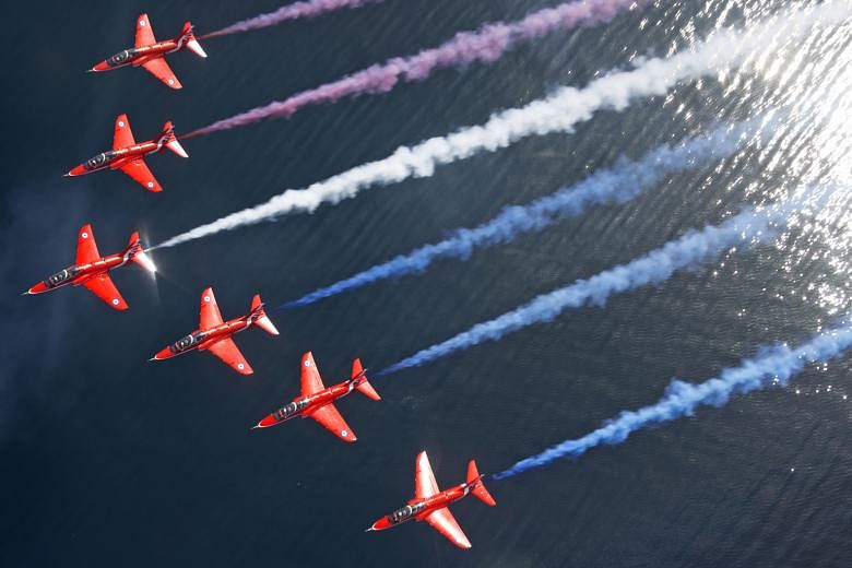 The Red Arrows are set to dazzle Singapore crowds after last thrilling fans more than a decade ago. The aerobatic team of Britain's Royal Air Force will soar high in the Singapore sky at noon on Oct 13 in a 30-minute flypast around the Marina Bay are