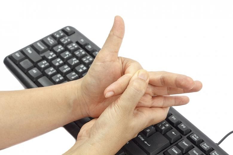 Continuous typing can cause trigger finger, the most common repetitive stress injury.