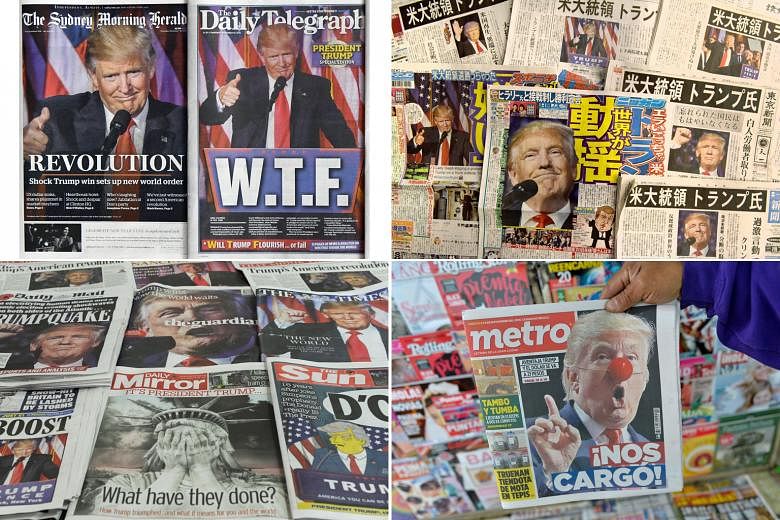 Mr Trump's victory in the US presidential election was front-page news around the world yesterday. There has been concern about what direction he will take in foreign policy after he trash-talked US alliances during his acrimonious election campaign 