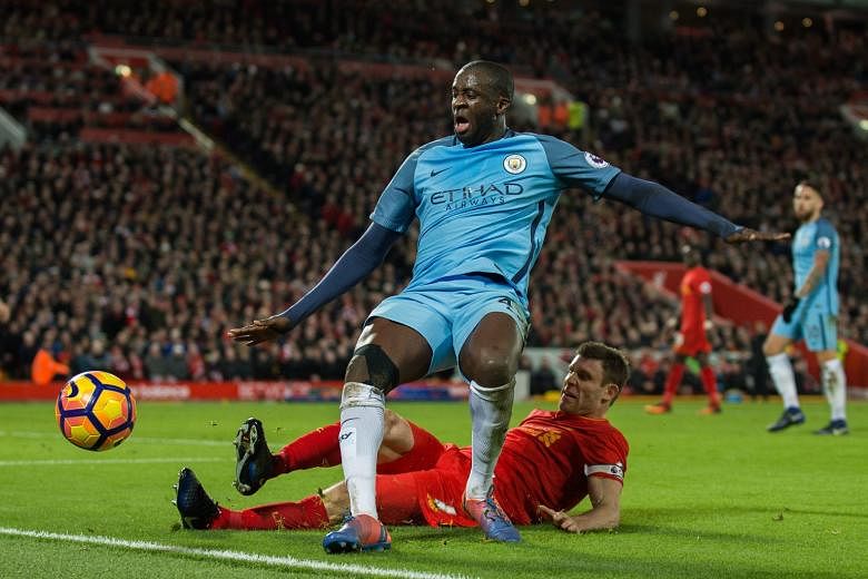 Yaya Toure missing a chance in Manchester City's 0-1 loss to Liverpool on New Year's Eve. Despite his form revival after returning to full fitness, he risks being sold in the current transfer window.