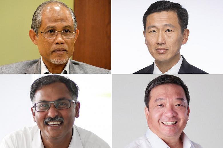 New additions to PAP's 34th Central Executive Committee are (from left) ministers Mr Masagos and Mr Ong, and MPs Mr Sitoh and Mr Murali.