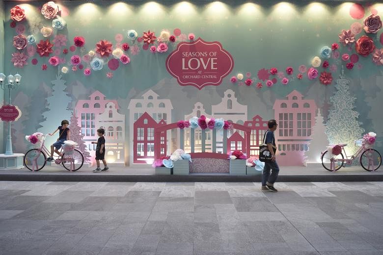 Orchard Central (above) said it saved up to 60 per cent in cost from repurposing its Christmas ornaments for the upcoming Chinese New Year, instead of replacing them with a new set-up. It has even combined its Chinese New Year decorations with Valent