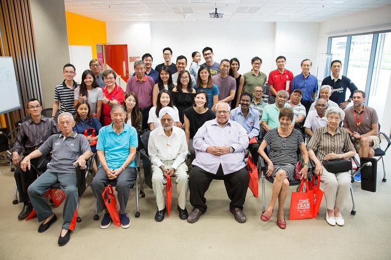 Singaporean Olympians past and present at a gathering at the Singapore Sports Institute on Saturday. Former water polo player Tan Eng Liang, the Singapore National Olympic Council vice-president who is also Olympians Singapore president, was joined b