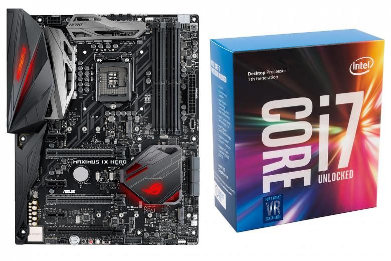 Asus' Maximus IX Hero (above) is one of the motherboards that complement the new 7th Generation Intel Core i7 processor (left).