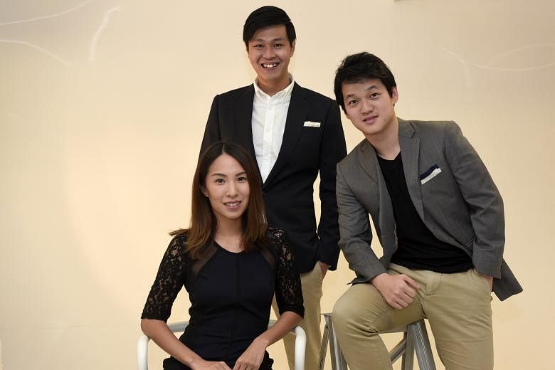 Now banking executives may jump ship, where once it was less likely to find staff leaving banking jobs in the finance sector for the start-up world. Among those who have made the switch are (from left) Ms Ngoi, Mr Loh and Mr Twoon.