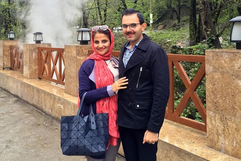 Mr Alireza Javadian and his wife Nazanin Saeidi in Iran in March last year. The couple, who are living in Singapore, had to cancel plans to join their relatives in the US next month to celebrate the Persian New Year.