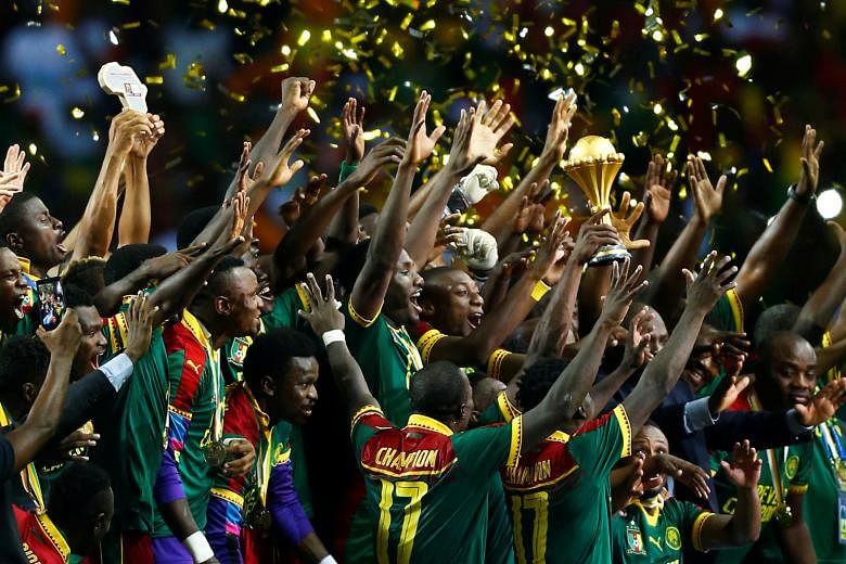 Cameroon celebrating after winning their fifth Africa Cup of Nations on Sunday. The tournament underdogs came from behind to beat seven-time champions Egypt 2-1 in a pulsating final and are now the second most successful team in the history of the co