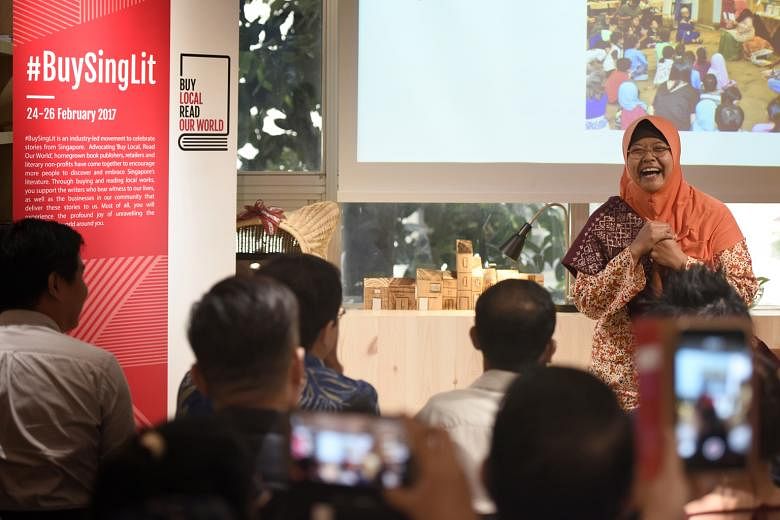 Author and storyteller Jumaini Ariff at the launch of the #BuySingLit campaign last week. The event from Feb 24 to 26 aims to promote the purchase of local literary works in print form.