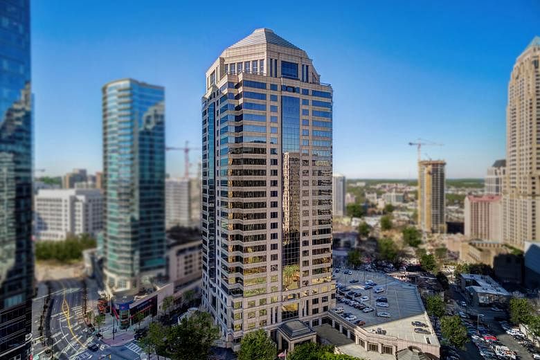 Manulife US Reit's Class-A Peachtree building in Atlanta in the United States. The property is one of its three prime, freehold and Class A or Trophy quality office properties in its initial Reit portfolio.