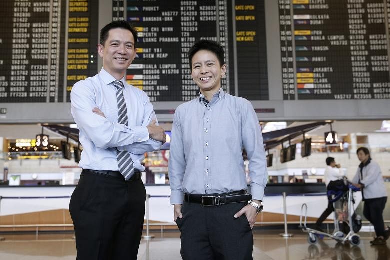 Mr Goh (left) convinced his company's HR department to grant Ms Giam (right) NS leave when she is called up, so she can return to her squadron for training without taking her annual leave.