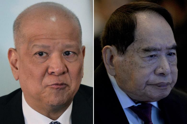 Mr Ramon Ang's (left) San Miguel company has submitted a $19.8 billion plan for up to six runways to be built in Bulacan, rivalling a $28.4 billion offer from a group led by billionaire Henry Sy (left) to build an airport and seaport south of Manila.
