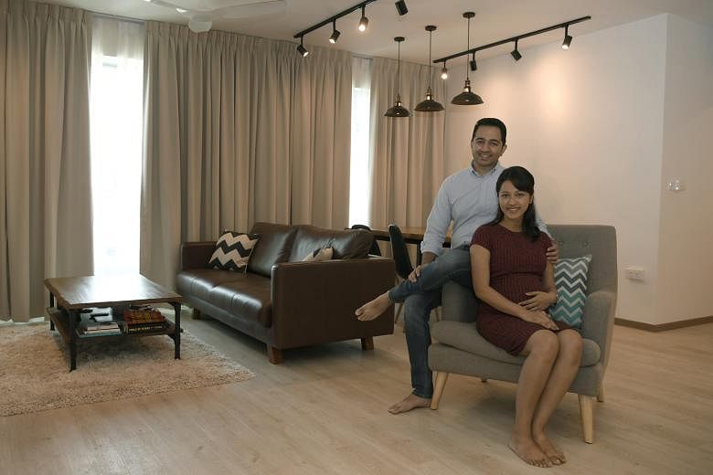 Above: For Mr Nair and Ms Pandit, who are expecting their first child, buying a spacious home was a priority as they wanted their child to have the space to crawl about and run around in. Their 1,200 sq ft five-room flat in Clementi cost about $630,0