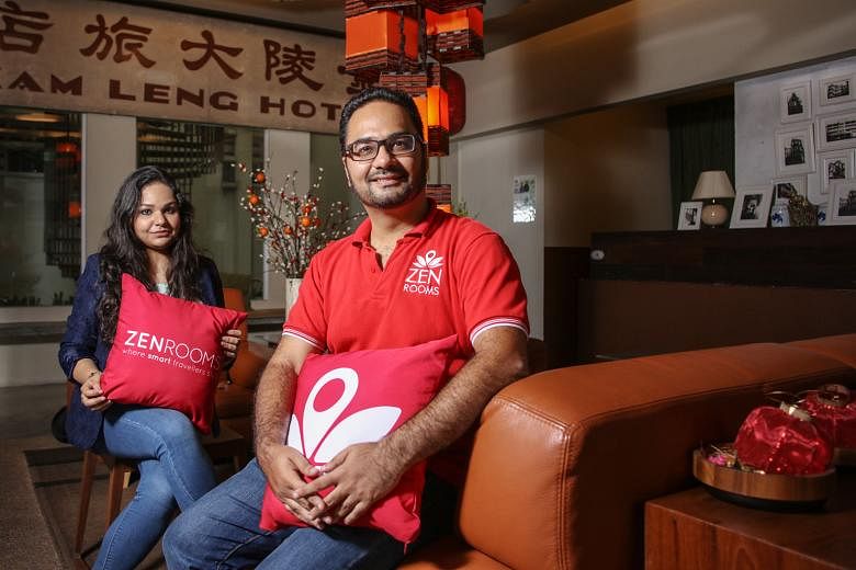 Co-founder Kiren Tanna (right) of Zen Rooms, seen here with country manager Shohita Choudhry, says he considers his business a full-fledged hotel chain and wants to compete for market share with the likes of Holiday Inn or Ibis Budget.