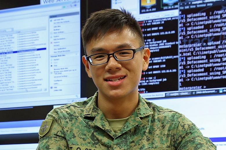 Corporal Sim Tian Quan's duties include monitoring the SAF networks and responding to cyber incidents.
