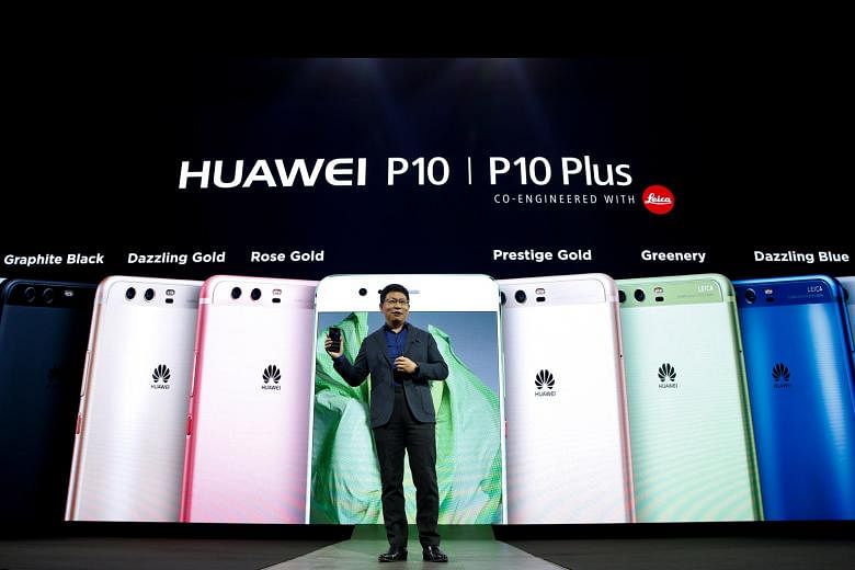 Mr Richard Yu, chief executive of Huawei's consumer business, introducing the P10 and P10 Plus smartphones at Mobile World Congress in Barcelona last week.