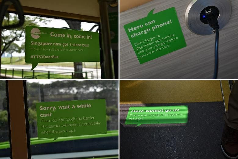 The Singlish headlines are meant to grab passengers' attention so they will read what is written underneath, said Tower Transit's Mr Glenn Lim.
