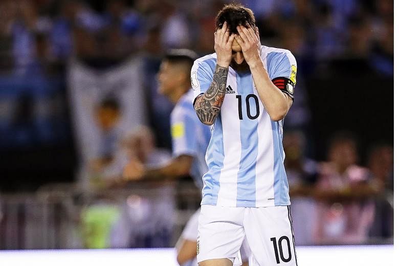 Argentina's Lionel Messi during the World Cup qualifier against Chile on March 23, after which he was banned for four international matches for insulting an assistant referee.