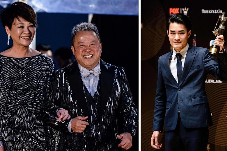 From left: Elaine Jin with Eric Tsang, who won the Best Supporting Actress and Actor awards for their roles in Mad World, and Wong Chun who won the Best New Director award for the movie, which is one of Hong Kong's hottest new films. It revolves arou