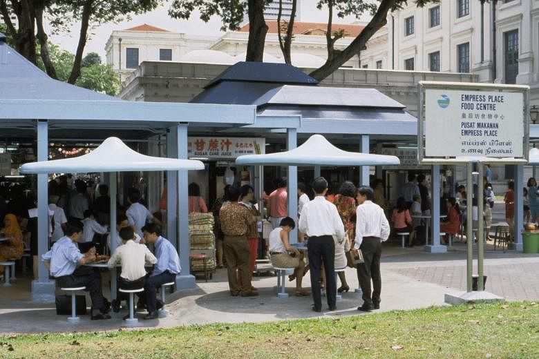 The Empress Place Food Centre along the Singapore River was opened in 1973 and demolished 10 years later. Hawker stalls will make a comeback in the area during this year's Singapore Heritage Festival.