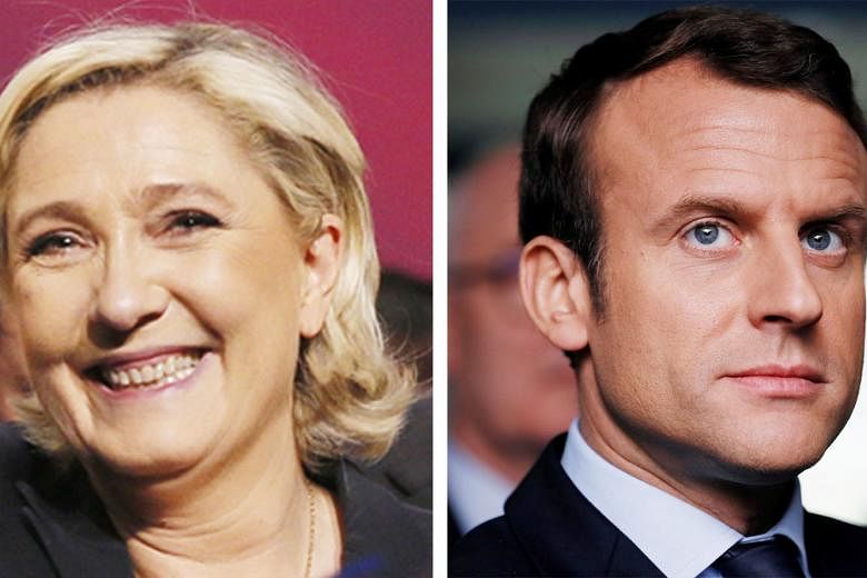 If Ms Marine Le Pen (left) and Mr Emmanuel Macron (right) face off in the election's second round on May 7, it will be a political watershed for France.