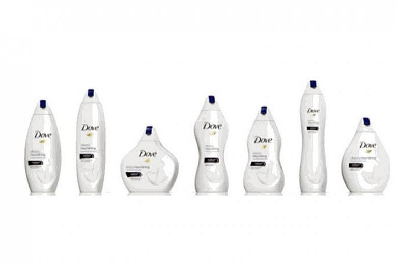 The shapes of the bottles in the advertisement include curvy, slender and pear-shaped.
