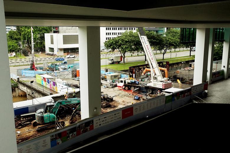 Above: Underpass construction work being carried out outside 18 Tai Seng retail centre. 
