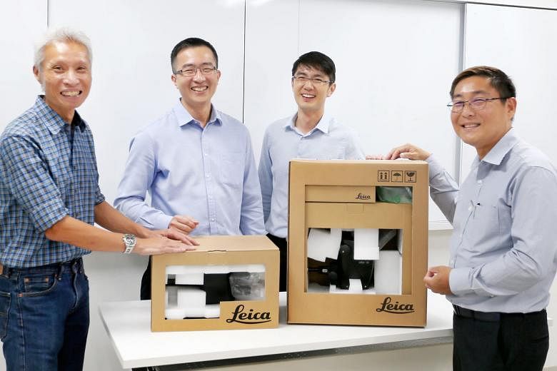 From left: Leica service engineer Dave Wong, with the company's head of global transportation and logistics Yip Ban Keat, and Fagerdala's executive director Raymond Chee and the company's key account manager Marvin Low. The firms' collaboration manag