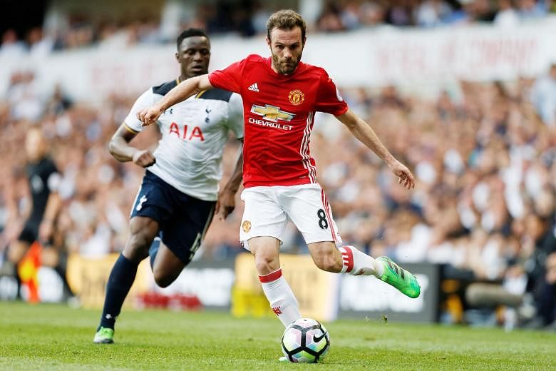 Spanish midfielder Juan Mata in action in the 1-2 loss to Tottenham last Sunday. He wants United to win their final two league games to be in the best shape to face Dutch side Ajax in the Europa League final next Wednesday.