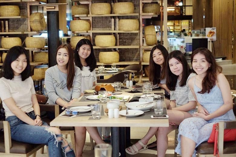 Ms Chen Xiaohan (right) with her Thai friends in Bangkok during her exchange programme last year. From them, she learnt to speak the Thai language in a casual way.