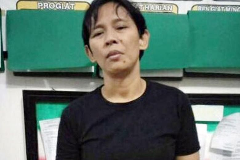 Top: Khasanah, 41, who is a suspect in the double murder of an elderly couple in Bedok, was arrested in Indonesia on Tuesday. She admitted to killing Mr Chia Ngim Fong, 79, and Madam Chin Sek Fah, 78. Above: Hotel Nanber owner Syartini says Khasanah 