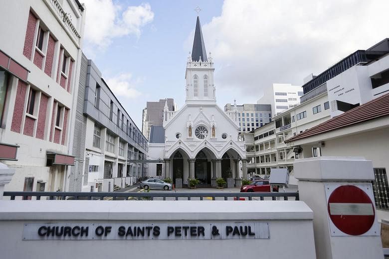The Church of Saints Peter and Paul conducts most services in English, with Mandarin and Cantonese mass held once a week on Sundays. The number of people turning up for the Mandarin and Cantonese mass has dwindled. The church is also finding it hard to at