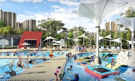 An artist's impression of the Ang Mo Kio Wet Play Field, which will be redeveloped from the existing Ang Mo Kio Swimming Complex.&nbsp;The Government will commit $1.5 billion to give Singaporeans easier access to sports and recreational facilities by