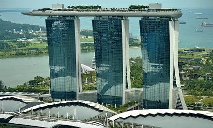 The Marina Bay Sands (MBS) hotel resort seen from the Ocean Financial Centre.&nbsp;Shark's fin dishes will no longer be served at restaurants owned and operated by Marina Bay Sands (MBS), the integrated resort announced on Wednesday. -- PHOTO: ST FIL