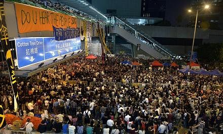 Protesters urged to turn out in full force by the protest organisers in response to the government's cancellation of the scheduled talks on Friday, Oct 10, 2014.&nbsp;Foreign countries have no right to interfere in the affairs of Hong Kong in any sha