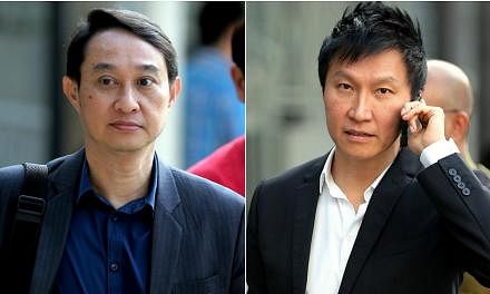 City Harvest Church's former fund manager Chew Eng Han (left) on Monday accused founding pastor Kong Hee (right) of lying to the court over the level of control he had over the Crossover Project. -- ST PHOTOS: WONG KWAI CHOW