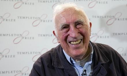 French founder of the Communaute de l'Arche (Arch community) Jean Vanier smiles during a press conference in central London on March 11, 2015, in which he was announced as the winner of the 2015 Templeton Prize. -- PHOTO: AFP