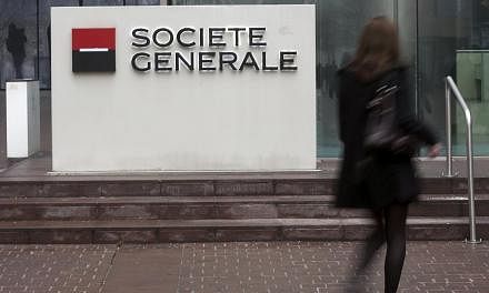 French bank Societe Generale reported a fivefold increase in its first quarter net income thanks to investment banking gains and a smaller hit from its struggling Russian unit. -- PHOTO: REUTERS