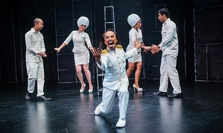 Cast of The Lady Of Soul And Her Ultimate 'S' Machine: (From left) Crispian Chan, Dominique De Marco, Gene Sha Rudyn, Shafiqhah Efandi, and Prem John. -- PHOTO: TUCKYS PHOTOGRAPHY
