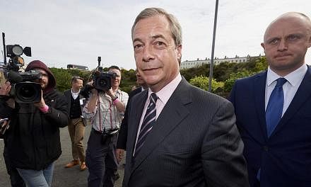 UK Independence Party (UKIP) leader Nigel Farage arrives at a counting centre in Margate on May 8, 2015. -- PHOTO: AFP