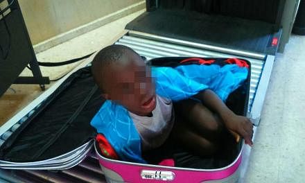 An eight-year-old boy who was found hidden in a woman's suitcase.&nbsp;Police found an eight-year-old Ivorian boy hidden in a&nbsp;suitcase that was smuggled across the border into Spanish territory in north Africa, an official said on Friday.&nbsp;-