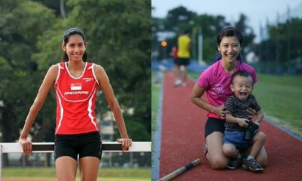 Hurdler Dipna Lim-Prasad(left) and Pole Vaulter Rachel Yang (right). -- PHOTOS: ST FILE &nbsp;