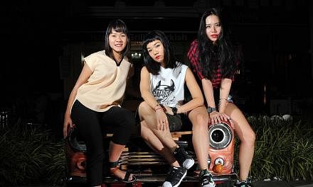 DJ collective, Attagirl! comprise (from far left) Syaheedah Iskandar, Amanda Keisha Ang and Serene-Rene Ong.