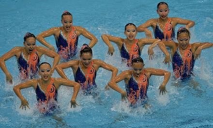 Singapore's synchronised swimming team. Competitors left spectators grooving to the music at the OCBC Aquatic Centre on Thursday evening at the SEA Games synchronised swimming team free combination final, particularly as the home team captured their 