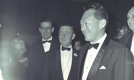 Then Prime Minister Lee Kuan Yew attending a banquet at Hotel Malaysia on Feb 6, 1969, organised by the Singapore International Chamber of Commerce to mark the 150th anniversary of Singapore's founding. At the dinner, Mr Lee shared his vision for Sin