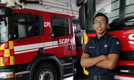 Rushing to the scene of fires and accidents to help save lives and property has become a day's work for Cpl Aliff, who enlisted in 2015 and serves at the Tampines Fire Station. Still, he and his team members never take the danger for granted, relying