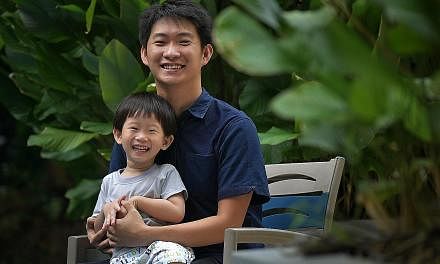 Singapore permanent resident Brian Halim, seen here with his three-year-old son Oscar, is a financial controller for a logistics company. He started investing in stocks when he was 24 and favours those on the Singapore Exchange that suit his risk app