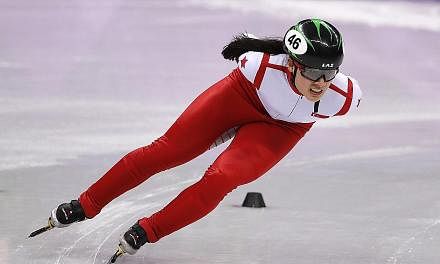 Singapore skater Cheyenne Goh, who is based in Canada, competing at the Gangneung Ice Arena. The 18-year-old, her country's first Winter Olympian, finished fifth in her 1,500m short track speed skating heat.