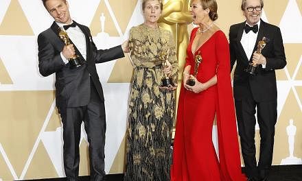 (From far left) Best Supporting Actor Sam Rockwell, Best Actress Frances McDormand, Best Supporting Actress Allison Janney and Best Actor Gary Oldman.